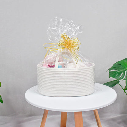 Baby Diaper Caddy Organizer, Boho Jute Rope Nursery Storage Bin Changing Table Car Organizer for Storage Baby Diaper Wipes, Empty Basket for Baby Shower