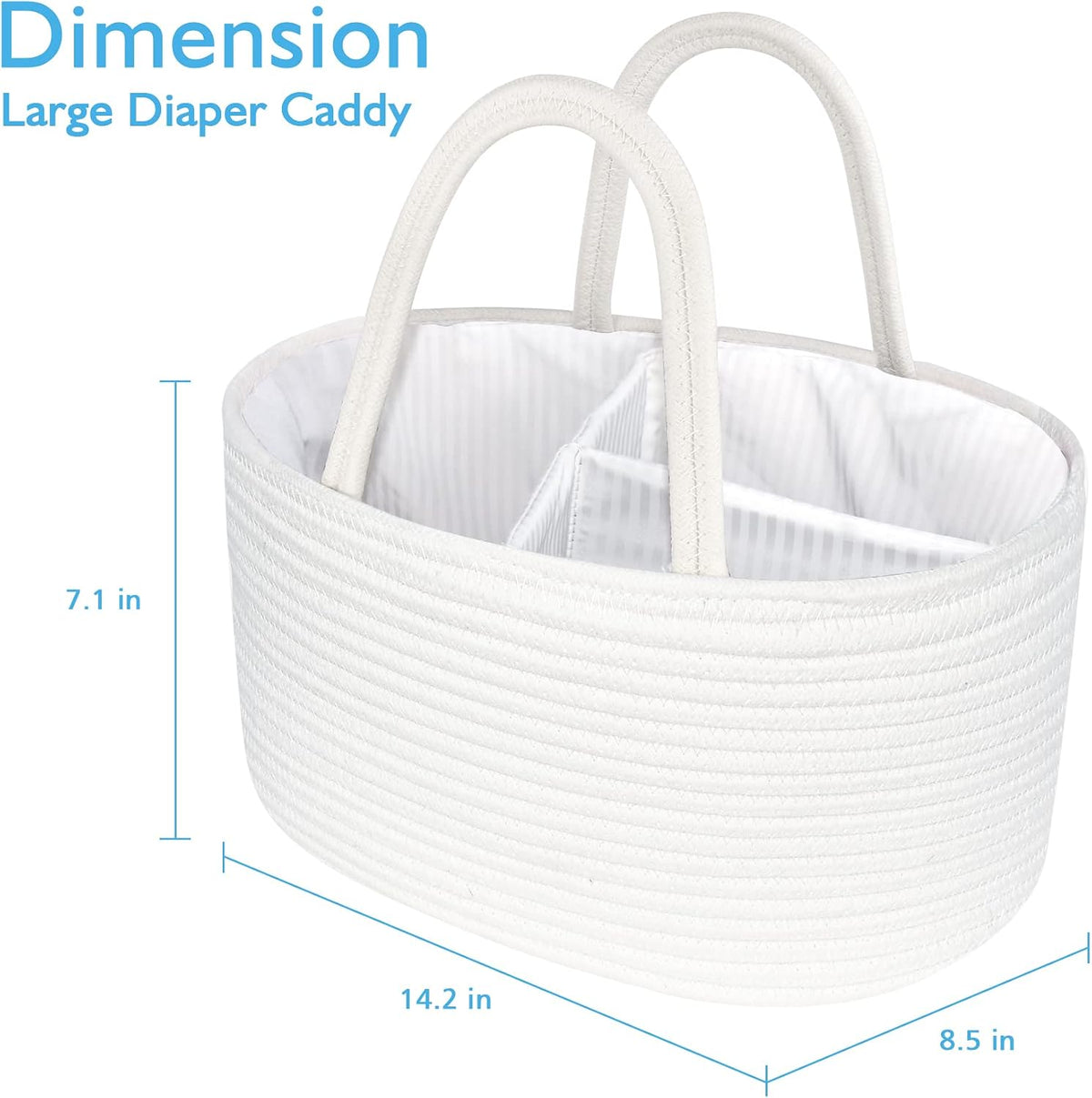 Baby Diaper Caddy Organizer, Boho Jute Rope Nursery Storage Bin Changing Table Car Organizer for Storage Baby Diaper Wipes, Empty Basket for Baby Shower