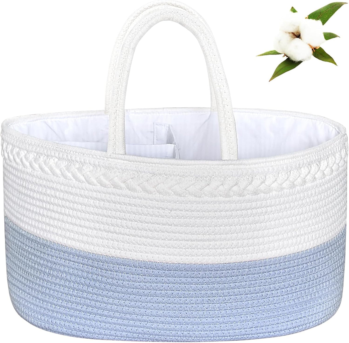 Baby Diaper Caddy Organizer, Boho Jute Rope Nursery Storage Bin Changing Table Car Organizer for Storage Baby Diaper Wipes, Empty Basket for Baby Shower
