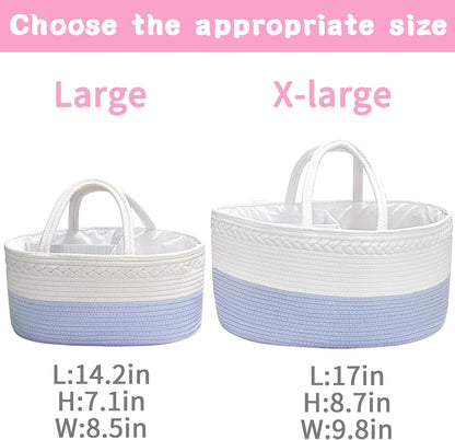 Baby Diaper Caddy Organizer, Boho Jute Rope Nursery Storage Bin Changing Table Car Organizer for Storage Baby Diaper Wipes, Empty Basket for Baby Shower