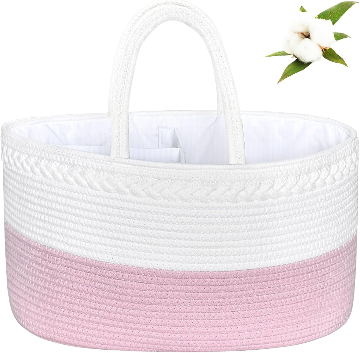 Baby Diaper Caddy Organizer, Boho Jute Rope Nursery Storage Bin Changing Table Car Organizer for Storage Baby Diaper Wipes, Empty Basket for Baby Shower