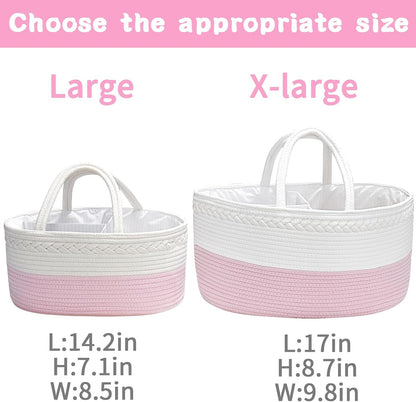 Baby Diaper Caddy Organizer, Boho Jute Rope Nursery Storage Bin Changing Table Car Organizer for Storage Baby Diaper Wipes, Empty Basket for Baby Shower