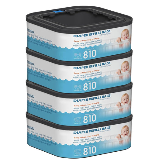 Jumbo Square Refills Disposal Bags Refill Compatible with Diaper Genie Classic, Compact, Premier and Select Pails, Hold Up to 810 Newborn-Sized Diapers Per Refill