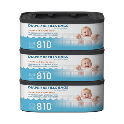 Jumbo Square Refills Disposal Bags Refill Compatible with Diaper Genie Classic, Compact, Premier and Select Pails, Hold Up to 810 Newborn-Sized Diapers Per Refill