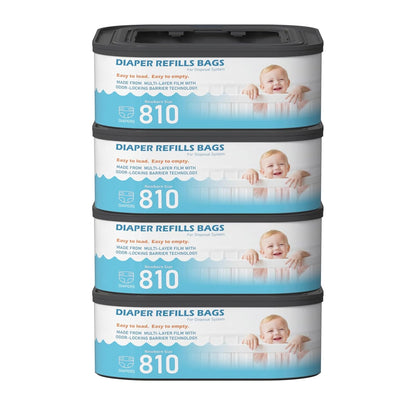 Jumbo Square Refills Disposal Bags Refill Compatible with Diaper Genie Classic, Compact, Premier and Select Pails, Hold Up to 810 Newborn-Sized Diapers Per Refill