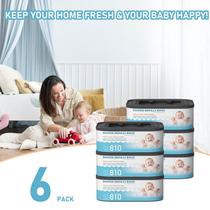 Jumbo Square Refills Disposal Bags Refill Compatible with Diaper Genie Classic, Compact, Premier and Select Pails, Hold Up to 810 Newborn-Sized Diapers Per Refill