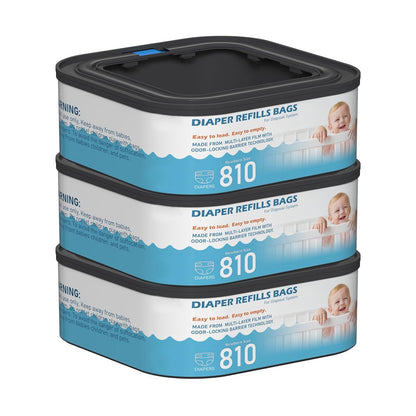 Jumbo Square Refills Disposal Bags Refill Compatible with Diaper Genie Classic, Compact, Premier and Select Pails, Hold Up to 810 Newborn-Sized Diapers Per Refill