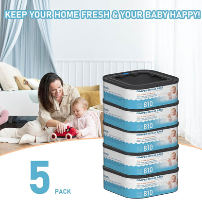 Jumbo Square Refills Disposal Bags Refill Compatible with Diaper Genie Classic, Compact, Premier and Select Pails, Hold Up to 810 Newborn-Sized Diapers Per Refill