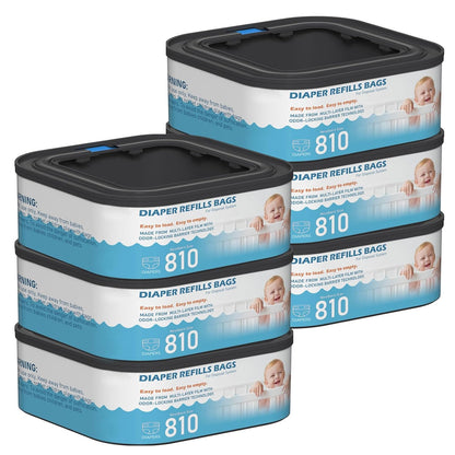 Jumbo Square Refills Disposal Bags Refill Compatible with Diaper Genie Classic, Compact, Premier and Select Pails, Hold Up to 810 Newborn-Sized Diapers Per Refill