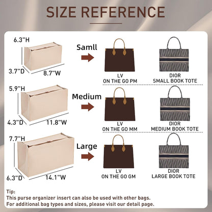 Purse Organizer Insert for LV On The Go GM Dior Large Book Tote,Gray