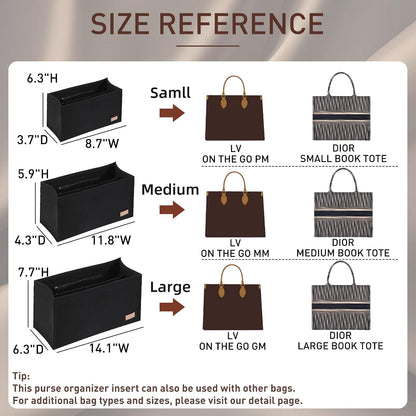 Purse Organizer Insert for LV On The Go GM Dior Large Book Tote,Gray