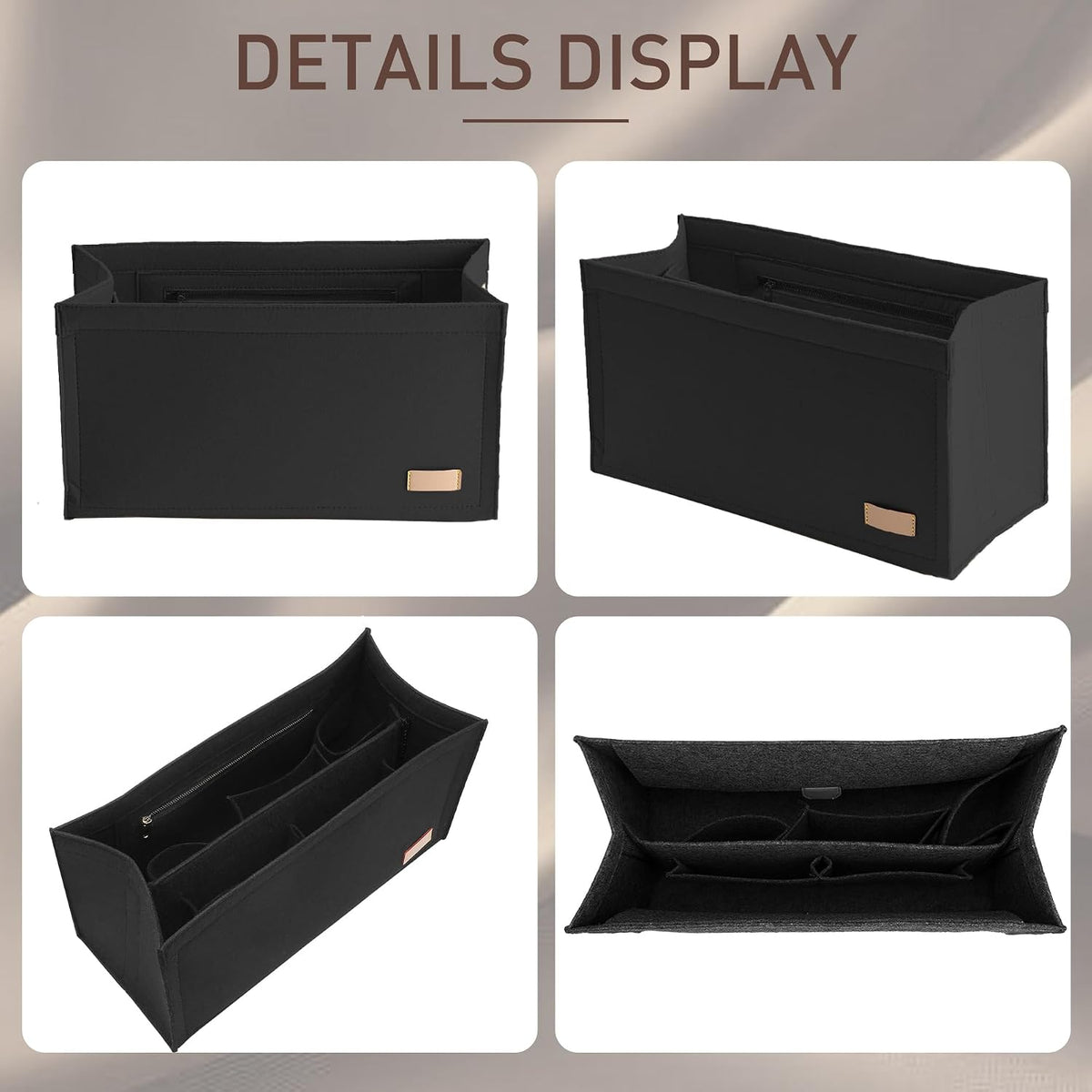 Purse Organizer Insert for LV On The Go GM Dior Large Book Tote,Gray