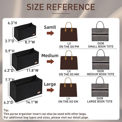 Purse Organizer Insert for LV On The Go GM Dior Large Book Tote,Gray