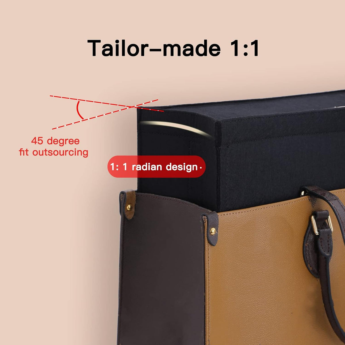 Purse Organizer Insert for LV On The Go GM Dior Large Book Tote,Gray
