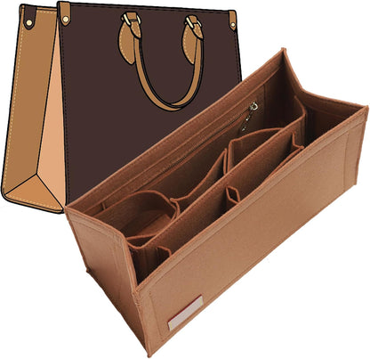 Purse Organizer Insert for LV On The Go GM Dior Large Book Tote,Gray