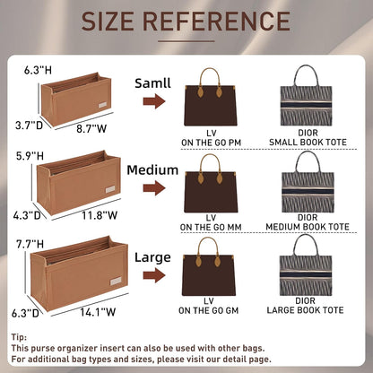 Purse Organizer Insert for LV On The Go GM Dior Large Book Tote,Gray