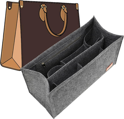 Purse Organizer Insert for LV On The Go GM Dior Large Book Tote,Gray