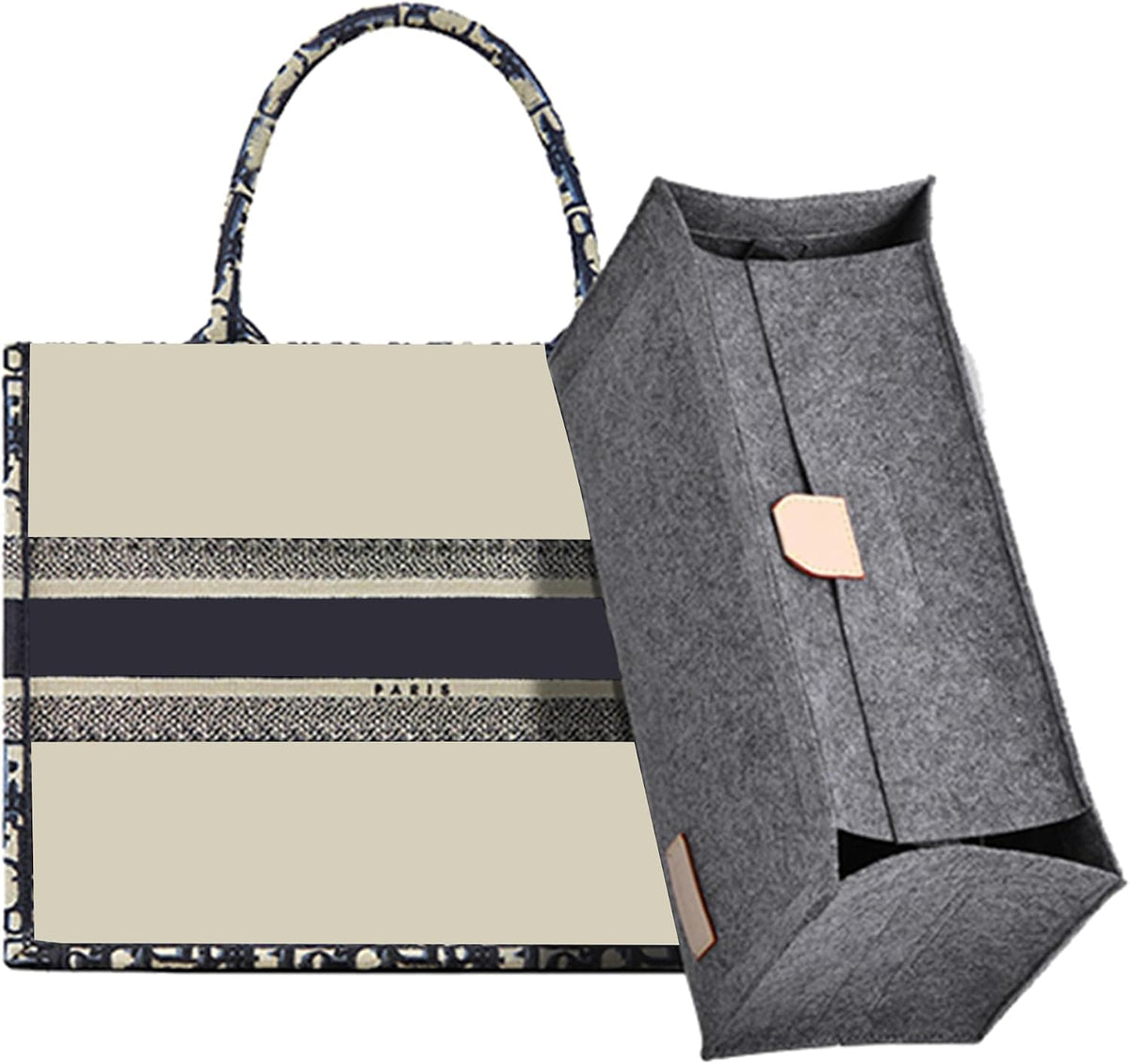 Purse Organizer Insert for LV On The Go GM Dior Large Book Tote,Gray