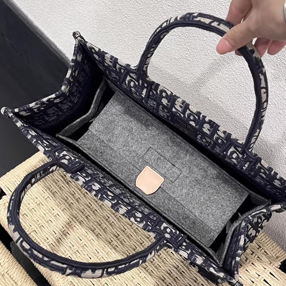 Purse Organizer Insert for LV On The Go GM Dior Large Book Tote,Gray