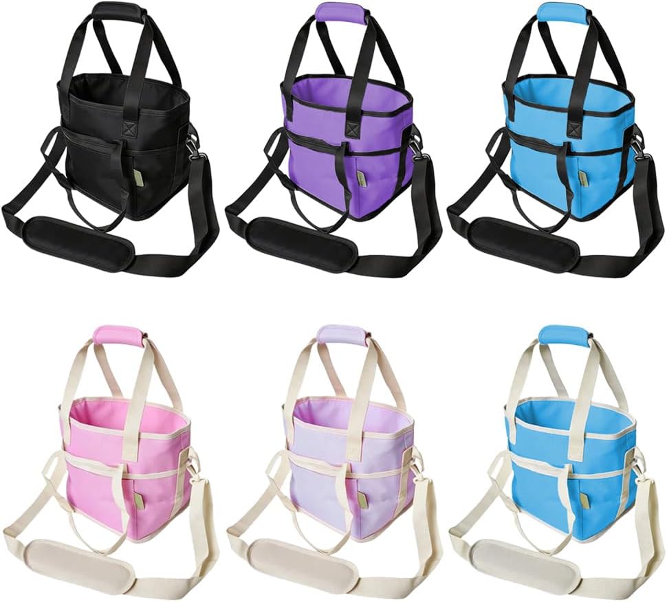 Family Size 4-Compartment Drink Carrier Bag for Coffee Cups & Tumblers, No-Spill Collapsible Beverage Caddy with Adjustable Dividers & Shoulder Strap, Insulated Cooler Tote for Car (Pink-White)