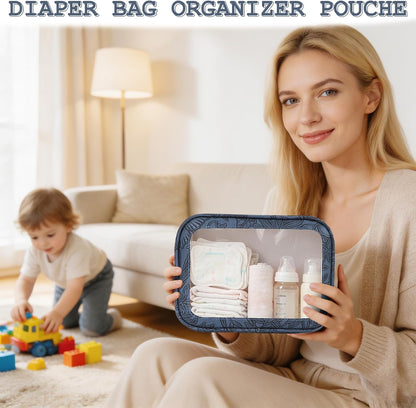 5PCS Diaper Bag Organizer Pouches Set, TSA Approved Travel Toiletry Bag For Women, Waterproof Clear Makeup Bag Set, Floral Small Makeup Bag Suitable For Women