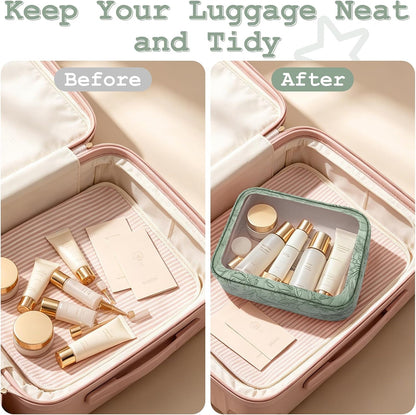 5PCS Diaper Bag Organizer Pouches Set, TSA Approved Travel Toiletry Bag For Women, Waterproof Clear Makeup Bag Set, Floral Small Makeup Bag Suitable For Women