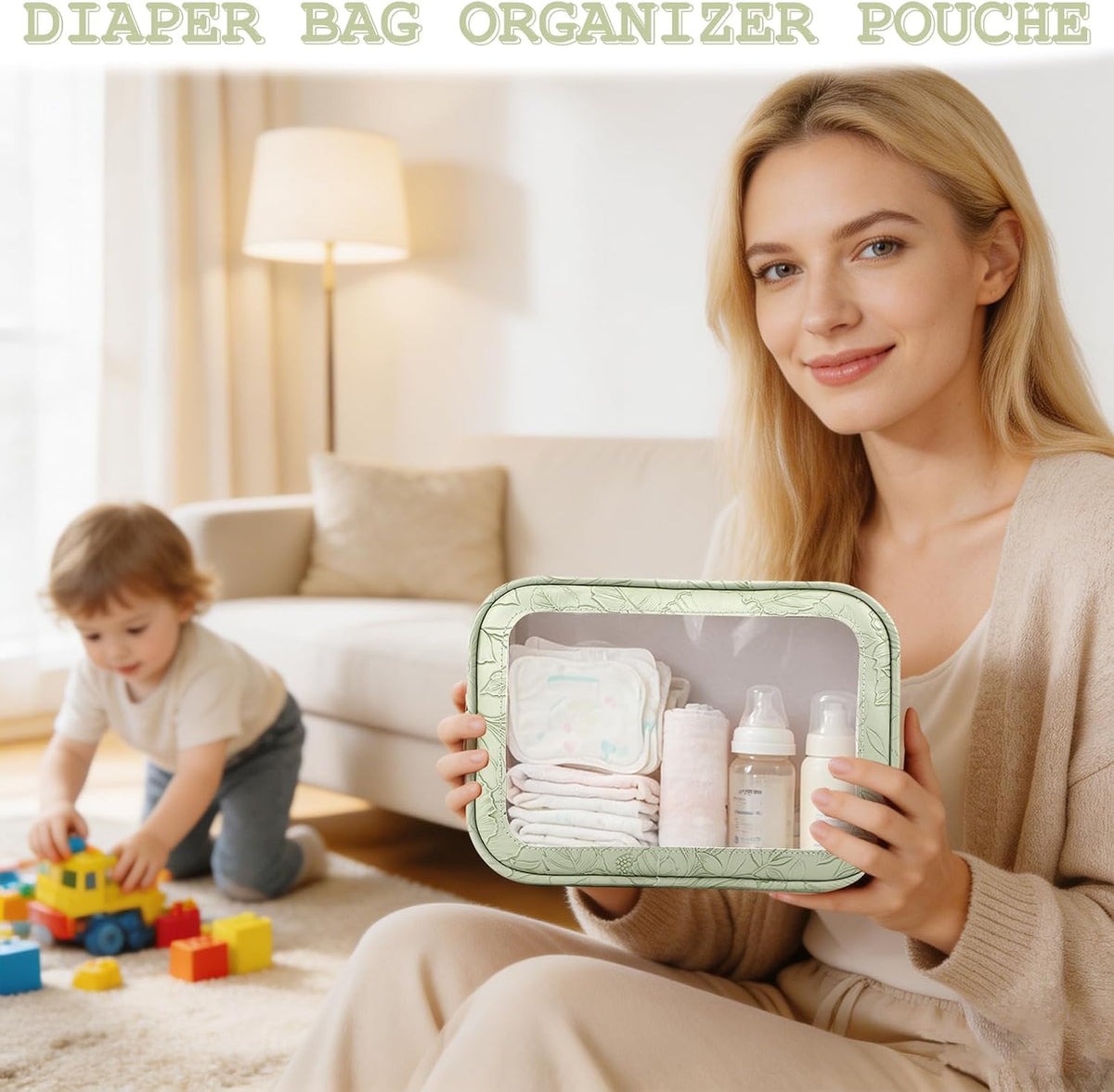 5PCS Diaper Bag Organizer Pouches Set, TSA Approved Travel Toiletry Bag For Women, Waterproof Clear Makeup Bag Set, Floral Small Makeup Bag Suitable For Women