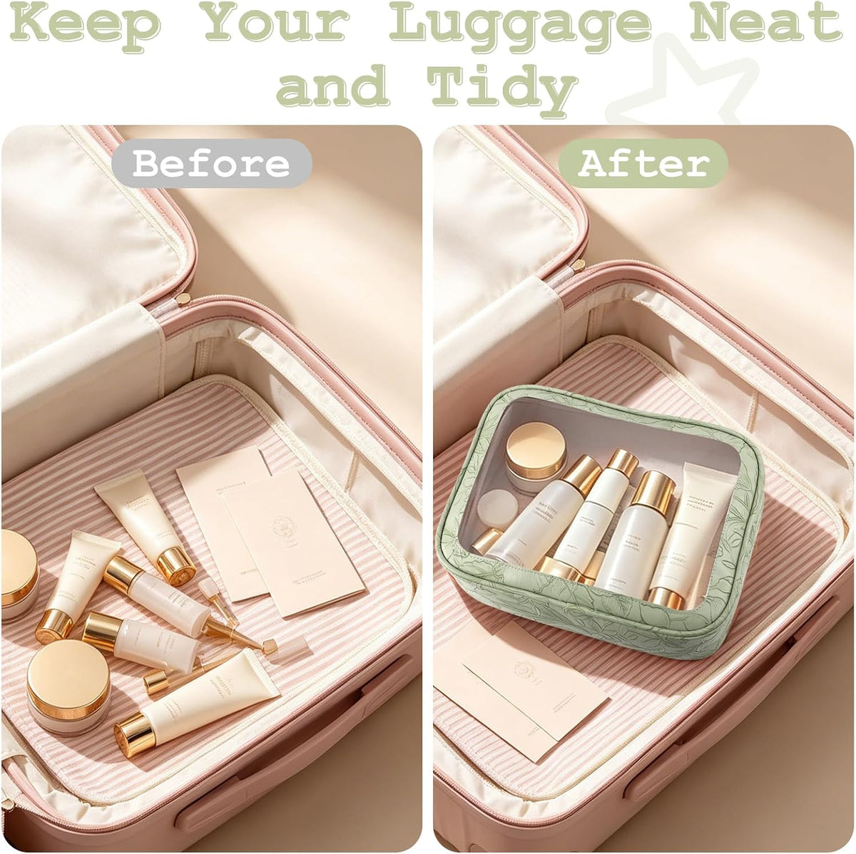 5PCS Diaper Bag Organizer Pouches Set, TSA Approved Travel Toiletry Bag For Women, Waterproof Clear Makeup Bag Set, Floral Small Makeup Bag Suitable For Women