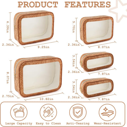 5PCS Diaper Bag Organizer Pouches Set, TSA Approved Travel Toiletry Bag For Women, Waterproof Clear Makeup Bag Set, Floral Small Makeup Bag Suitable For Women