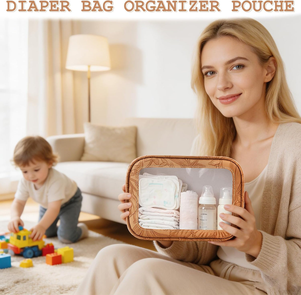 5PCS Diaper Bag Organizer Pouches Set, TSA Approved Travel Toiletry Bag For Women, Waterproof Clear Makeup Bag Set, Floral Small Makeup Bag Suitable For Women