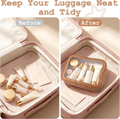 5PCS Diaper Bag Organizer Pouches Set, TSA Approved Travel Toiletry Bag For Women, Waterproof Clear Makeup Bag Set, Floral Small Makeup Bag Suitable For Women