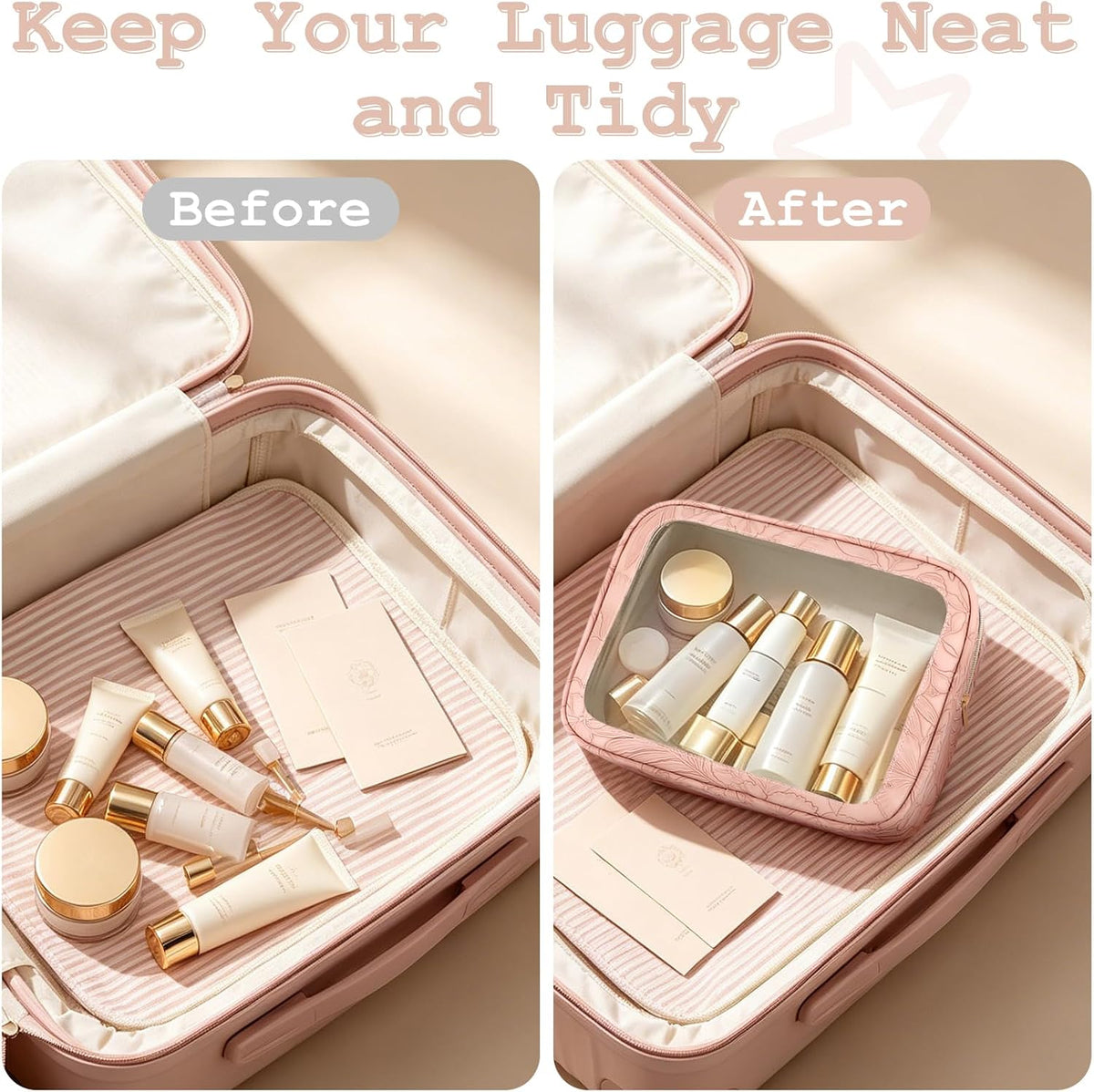 5PCS Diaper Bag Organizer Pouches Set, TSA Approved Travel Toiletry Bag For Women, Waterproof Clear Makeup Bag Set, Floral Small Makeup Bag Suitable For Women