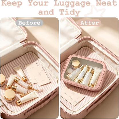 5PCS Diaper Bag Organizer Pouches Set, TSA Approved Travel Toiletry Bag For Women, Waterproof Clear Makeup Bag Set, Floral Small Makeup Bag Suitable For Women