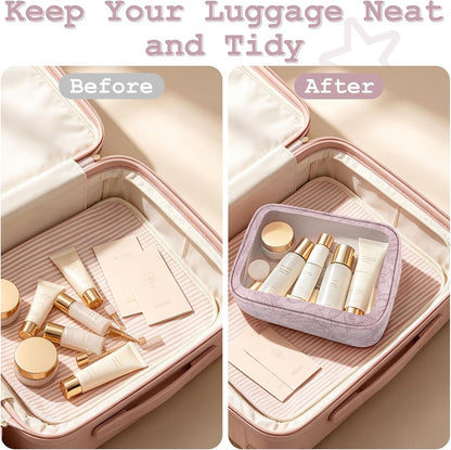 5PCS Diaper Bag Organizer Pouches Set, TSA Approved Travel Toiletry Bag For Women, Waterproof Clear Makeup Bag Set, Floral Small Makeup Bag Suitable For Women