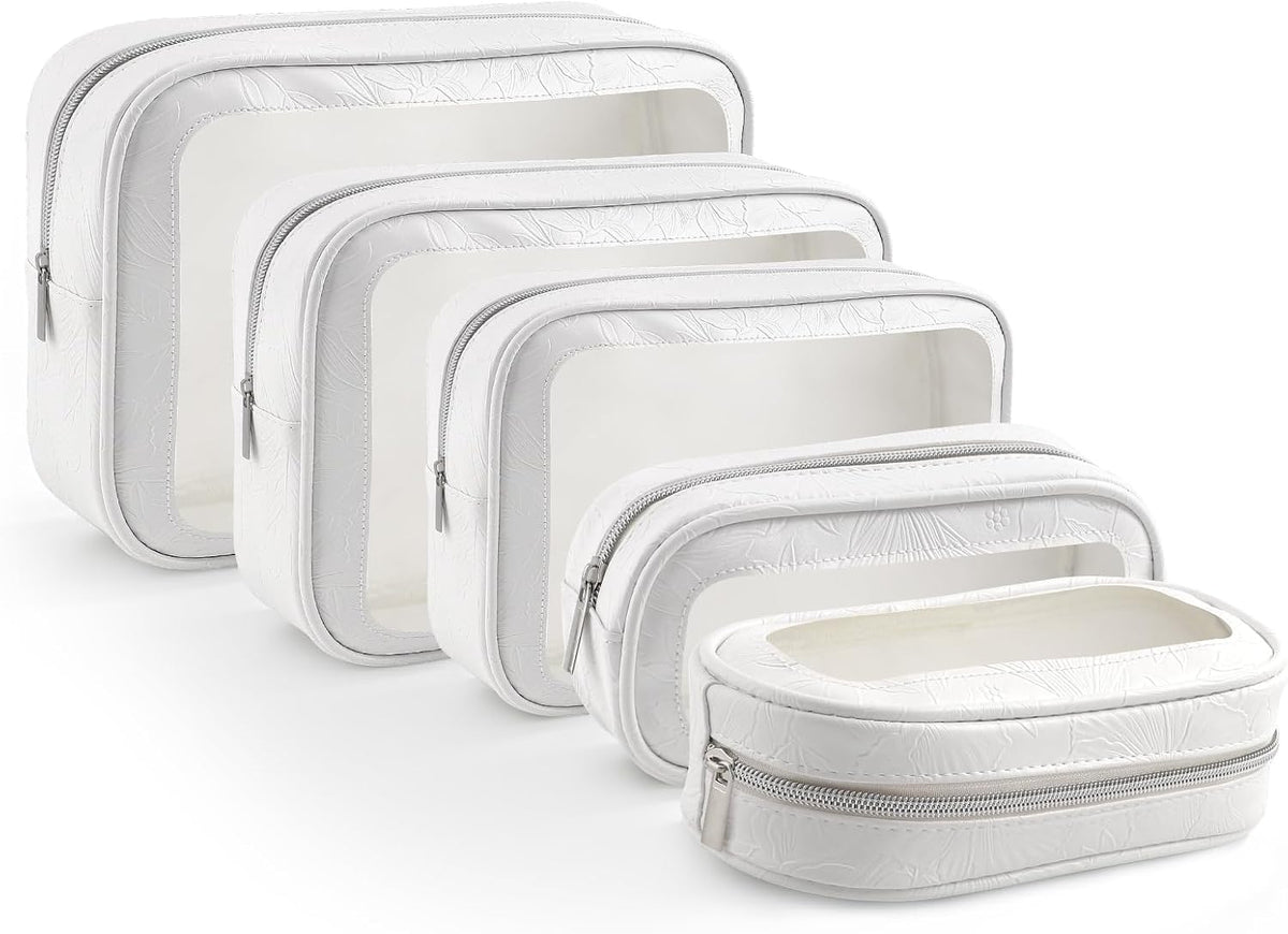 5PCS Diaper Bag Organizer Pouches Set, TSA Approved Travel Toiletry Bag For Women, Waterproof Clear Makeup Bag Set, Floral Small Makeup Bag Suitable For Women