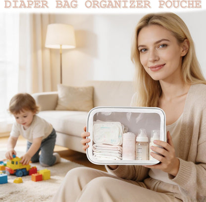 5PCS Diaper Bag Organizer Pouches Set, TSA Approved Travel Toiletry Bag For Women, Waterproof Clear Makeup Bag Set, Floral Small Makeup Bag Suitable For Women