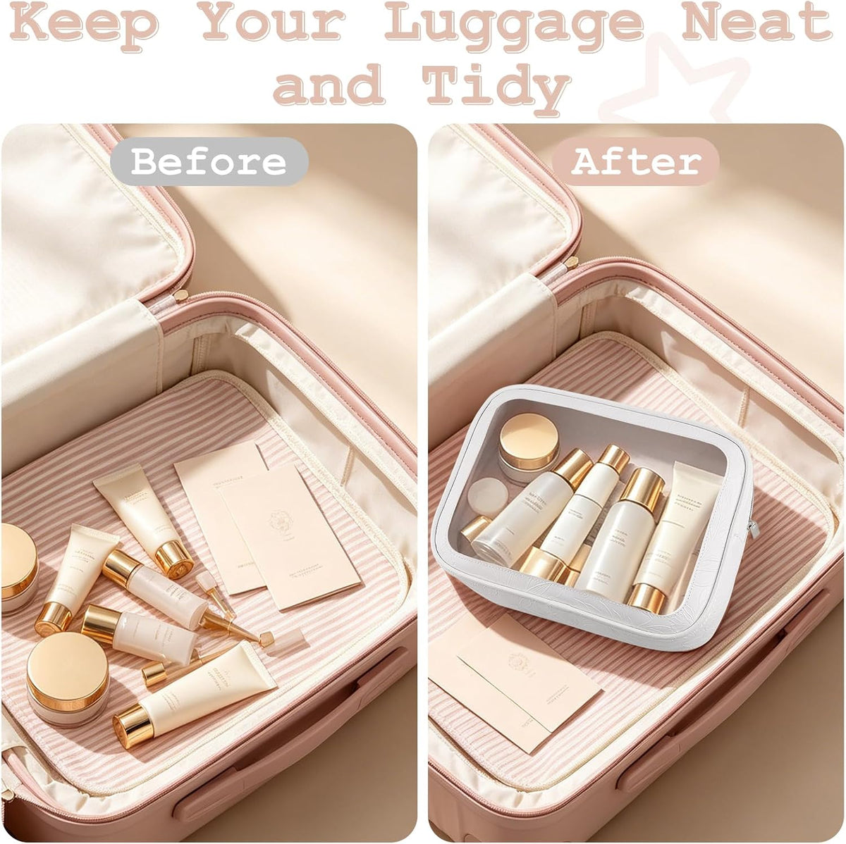 5PCS Diaper Bag Organizer Pouches Set, TSA Approved Travel Toiletry Bag For Women, Waterproof Clear Makeup Bag Set, Floral Small Makeup Bag Suitable For Women