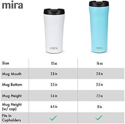 16 oz Coffee Travel Mug - Stainless Steel Insulated Tumbler with Leak-Proof Lid - Hot & Cold Cup - Marine