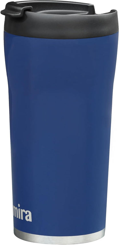 16 oz Coffee Travel Mug - Stainless Steel Insulated Tumbler with Leak-Proof Lid - Hot & Cold Cup - Marine