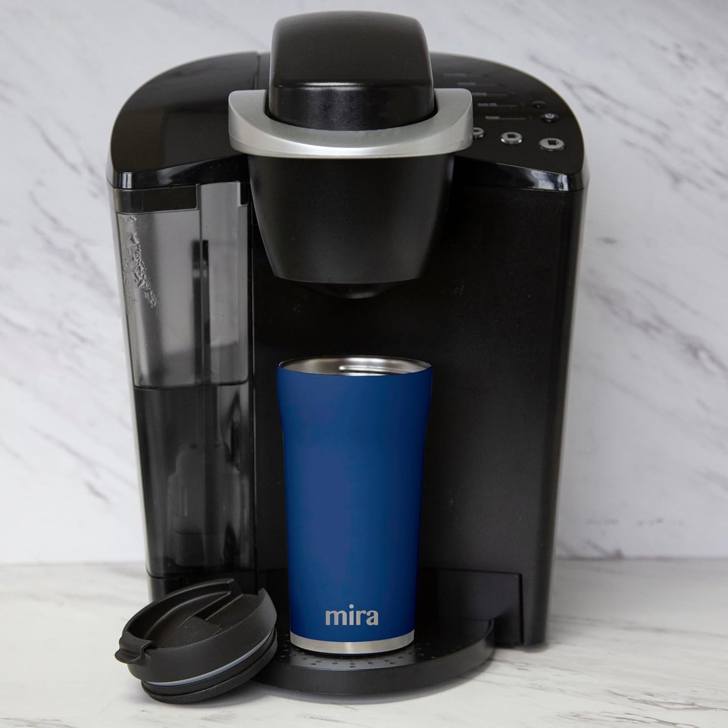 16 oz Coffee Travel Mug - Stainless Steel Insulated Tumbler with Leak-Proof Lid - Hot & Cold Cup - Marine