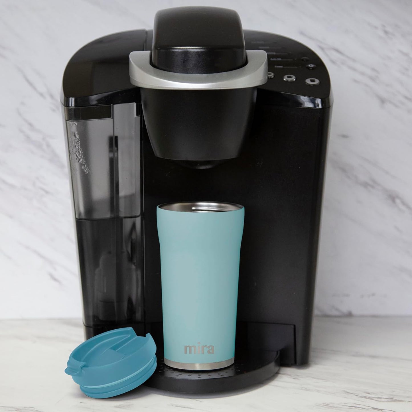 16 oz Coffee Travel Mug - Stainless Steel Insulated Tumbler with Leak-Proof Lid - Hot & Cold Cup - Marine