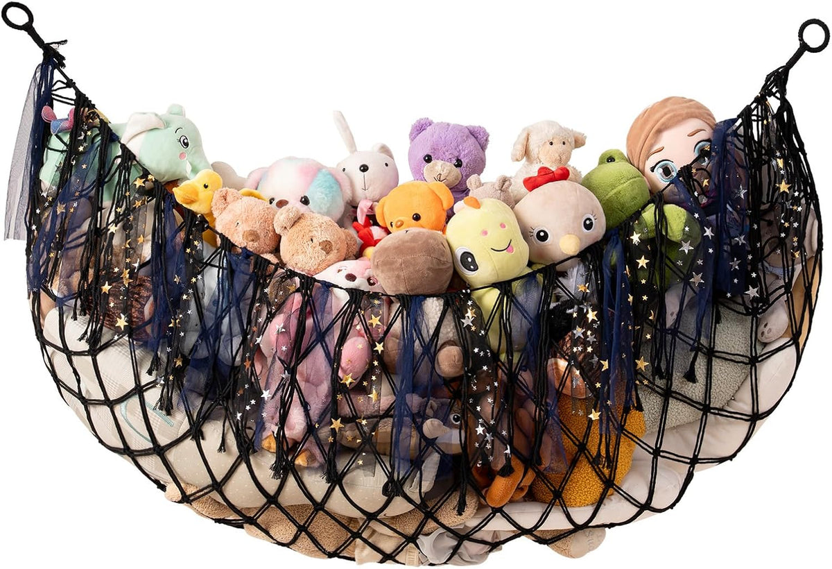 Stuffed Animal Storage Hammock, 59 Inch Wall Hanging Net, Purple