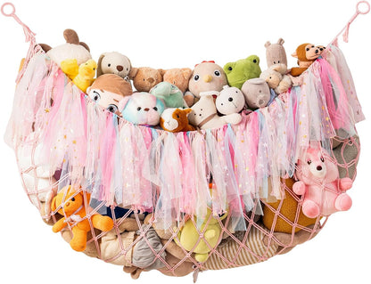 Stuffed Animal Storage Hammock, 59 Inch Wall Hanging Net, Purple