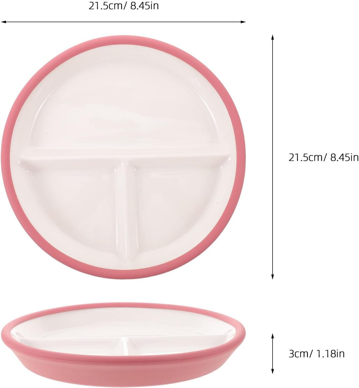 Ceramic Divided Bowl, 3 Sections Microwave Safe Serving Dish with Suction Cup, Snack Dip Divided Serving Tray for Breakfast, Dessert, Dipping Sauces