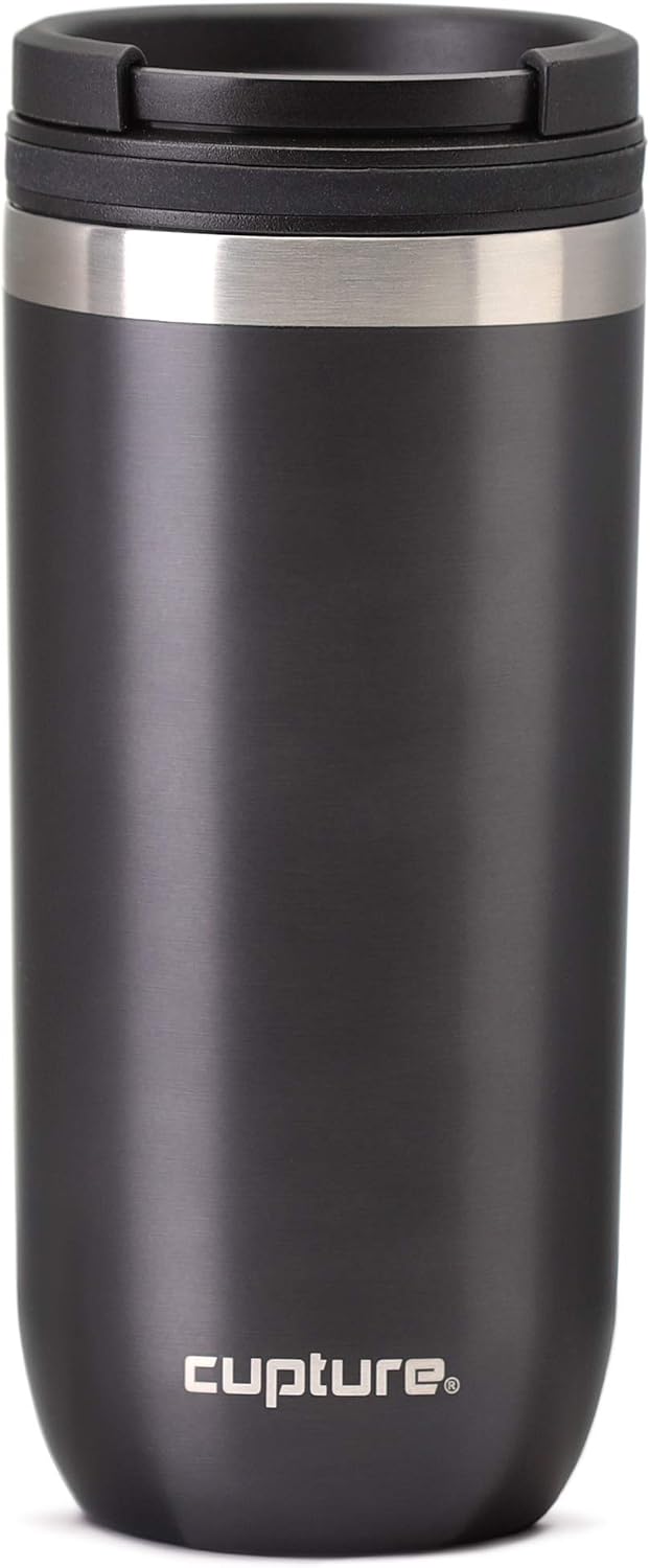 TWIST-TOP Vacuum-Insulated Stainless Steel Travel Mug, 16 oz, Gunmetal Gray