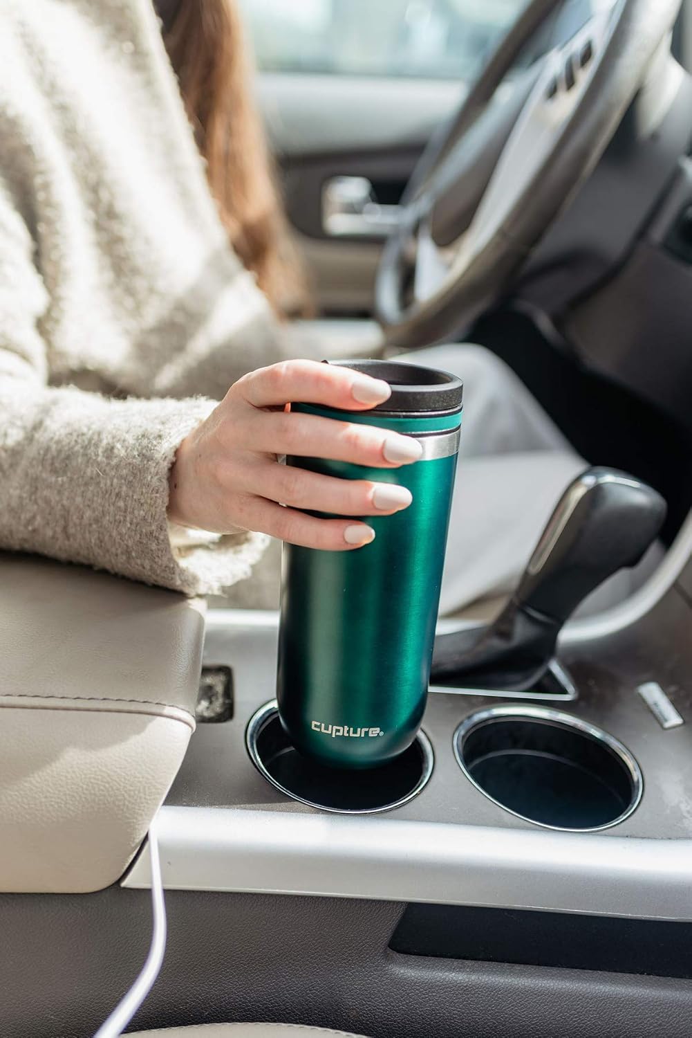TWIST-TOP Vacuum-Insulated Stainless Steel Travel Mug, 16 oz, Gunmetal Gray