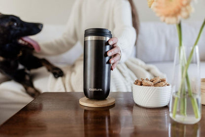 TWIST-TOP Vacuum-Insulated Stainless Steel Travel Mug, 16 oz, Gunmetal Gray