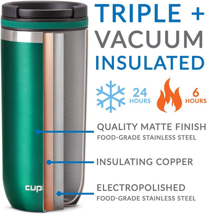 TWIST-TOP Vacuum-Insulated Stainless Steel Travel Mug, 16 oz, Gunmetal Gray