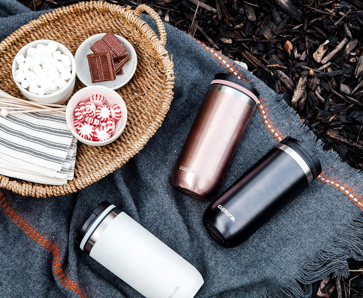 TWIST-TOP Vacuum-Insulated Stainless Steel Travel Mug, 16 oz, Gunmetal Gray