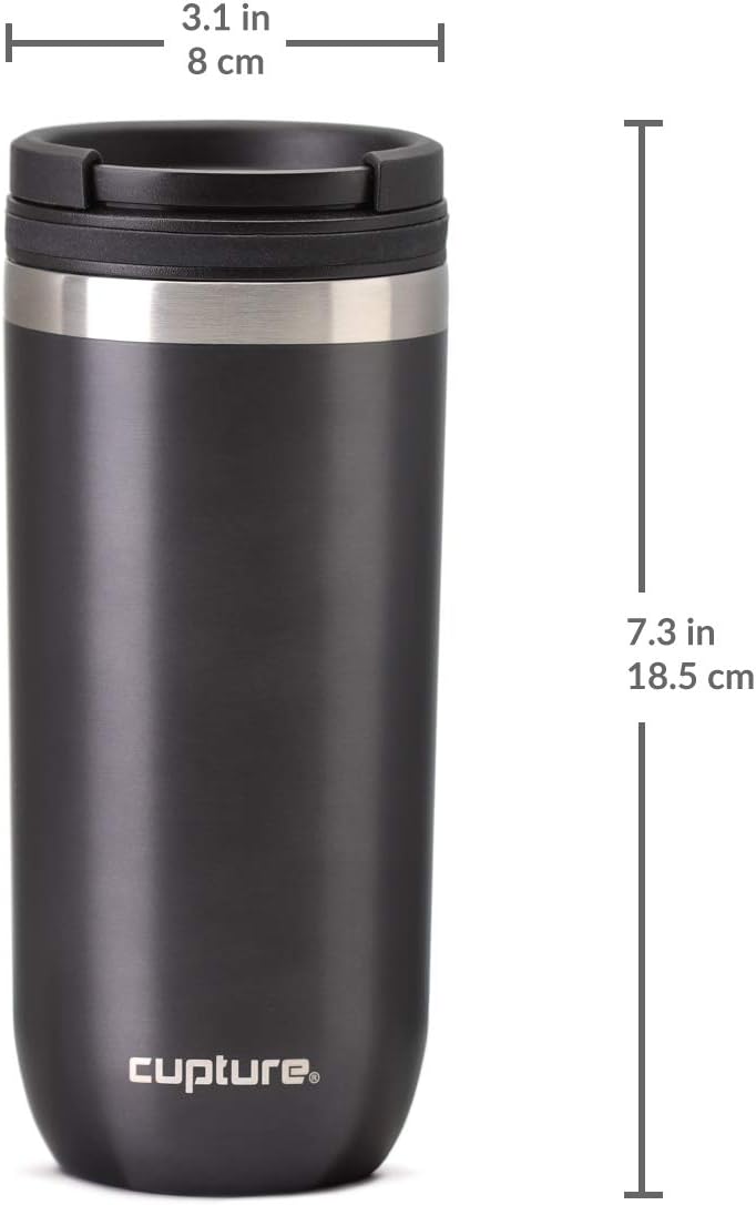 TWIST-TOP Vacuum-Insulated Stainless Steel Travel Mug, 16 oz, Gunmetal Gray
